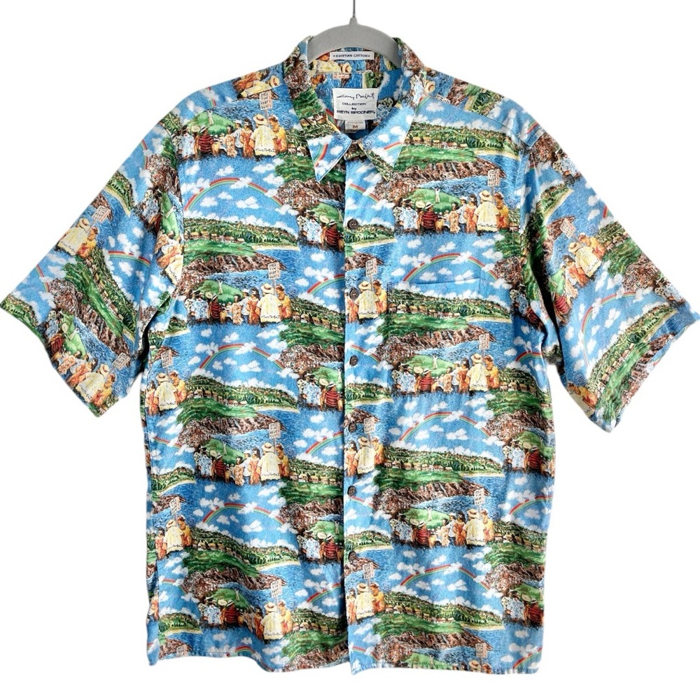 Reyn Spooner Guy Buffet Mens Hawaiian Rainbow Button Down Shirt Size Medium